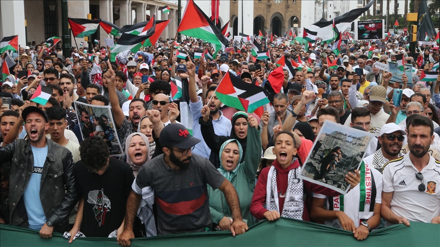 manifestation à Rabat contre la guerre à Gaza