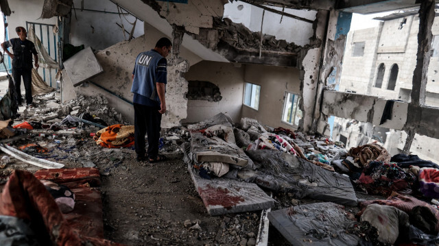 école de l'UNRWA bombardée à Nuseirat